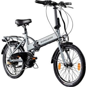 Zündapp Z101 20 Zoll Elektro Klapprad für Erwachsene 150 - 180 cm 6 Gang E Klappfahrrad E Bike Faltrad Pedelec StVZO... silber