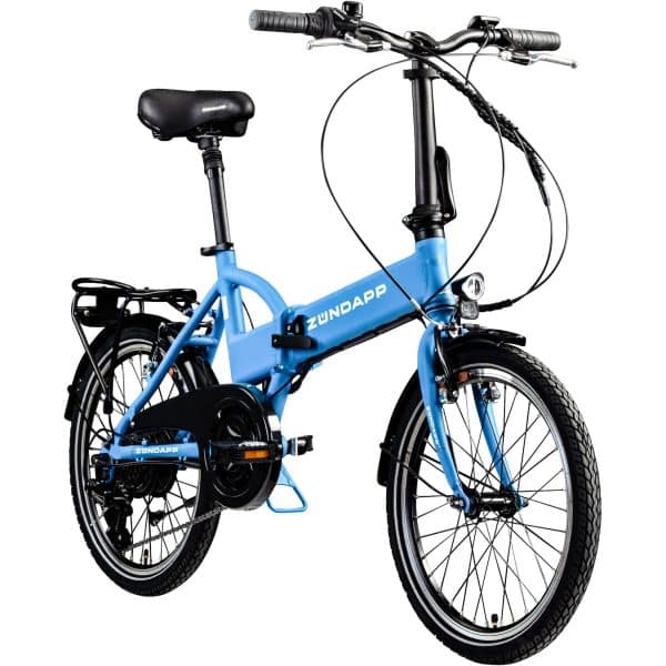 Zündapp Z101 20 Zoll Elektro Klapprad für Erwachsene 150 - 180 cm 6 Gang E Klappfahrrad E Bike Faltrad Pedelec StVZO... sky blau