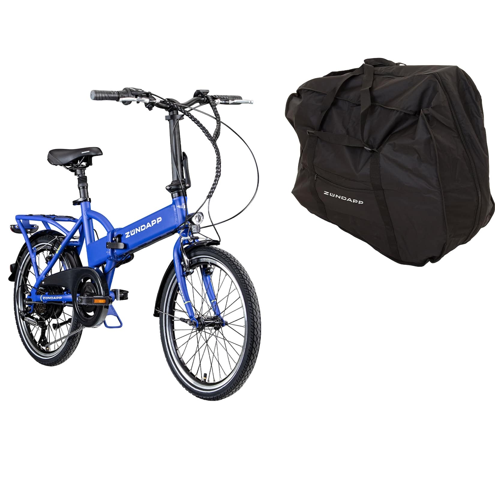 Zündapp Z101 20 Zoll E-Klapprad mit Tasche, Schloss oder Ersatzakku E-Bike  Faltrad Pedelec Elektrofaltrad... blau, mit Tasche hier online kaufen