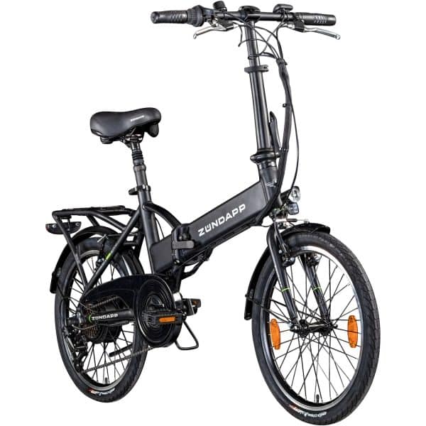 Zündapp Z101 20 Zoll Elektro Klapprad für Erwachsene 150 - 180 cm 6 Gang E Klappfahrrad E Bike Faltrad Pedelec StVZO... schwarz matt